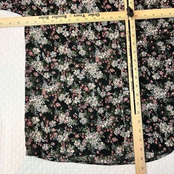 Vintage Givenchy for Fashions Couture Womens 12 Black Floral Button Down Shirt - Picture 5 of 13